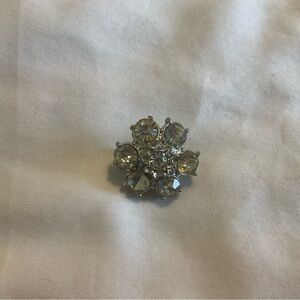 Vintage Clear Crystal Flower Brooch in Silver-Tone